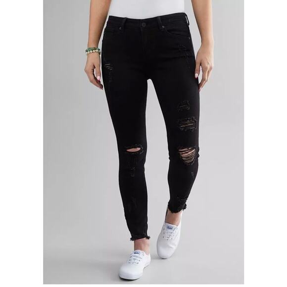 KanCan Mid-Rise Distressed Stretch Ankle Raw Hem Skinny Jeans Womens Size 26 - Picture 1 of 7